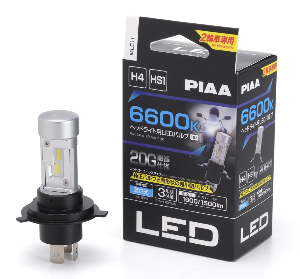 PIAA 2輪車専用(バイク)ヘッドライト用LEDバルブ 6600K MLE11 H4 ２りんかん