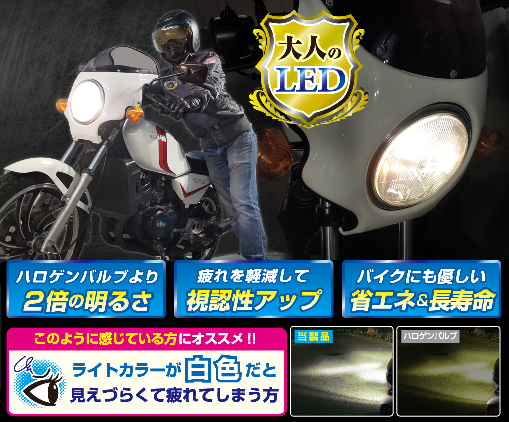 LEDヘッドライトバルブ|デルタ MOTO LEDヘッド H4/HS14500k|2りんかん全店で取扱い!