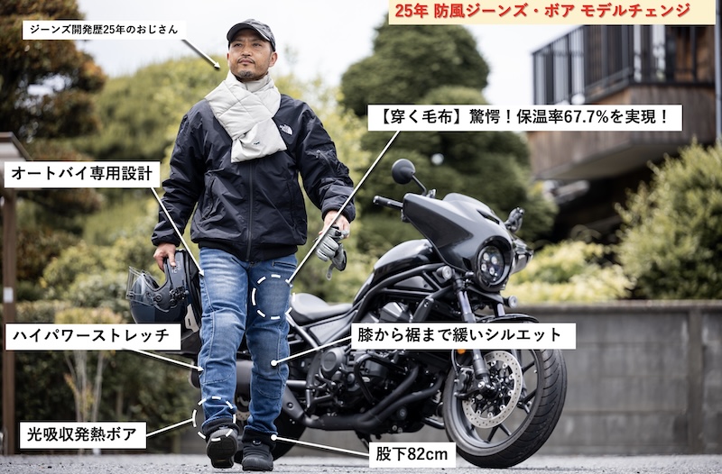 BMC防風ジーンズ・ボアBM-M1078WGB｜２りんかん